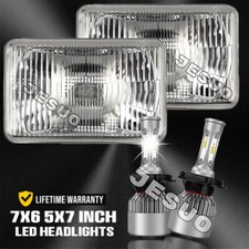 For Vw Rabbit 1979-1984 Pickup 2pcs 7x6 Led Headlight High-low Beam H4