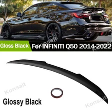 Rear Trunk Spoiler Wing Gloss Black For 2014-22 Infiniti Q50 Sedan JDM PSM STYLE