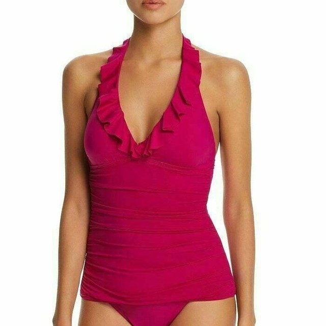 Lauren Ralph Lauren Beach Club Solid Ruffle Tankini Top Purple 6 for sale  online | eBay
