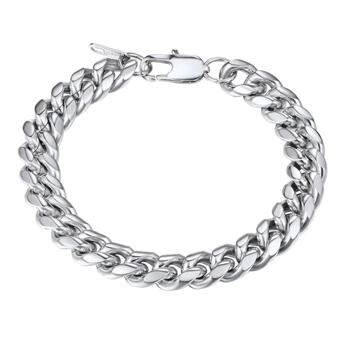 Cuban Link Silver 10MM Wide Stainless Steel Chain Bracelets Punk Mens Women Jewe - Bild 11 von 12