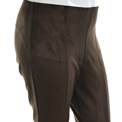 SIMPLY VERA WANG Plus Size 2X High Rise FAUX SUEDE BROWN Front Seam LEGGINGS - Picture 10 of 11