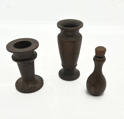 Antique Lot Of 3 Bronze Miniature Pieces For Dollhouse Vases And Decanter