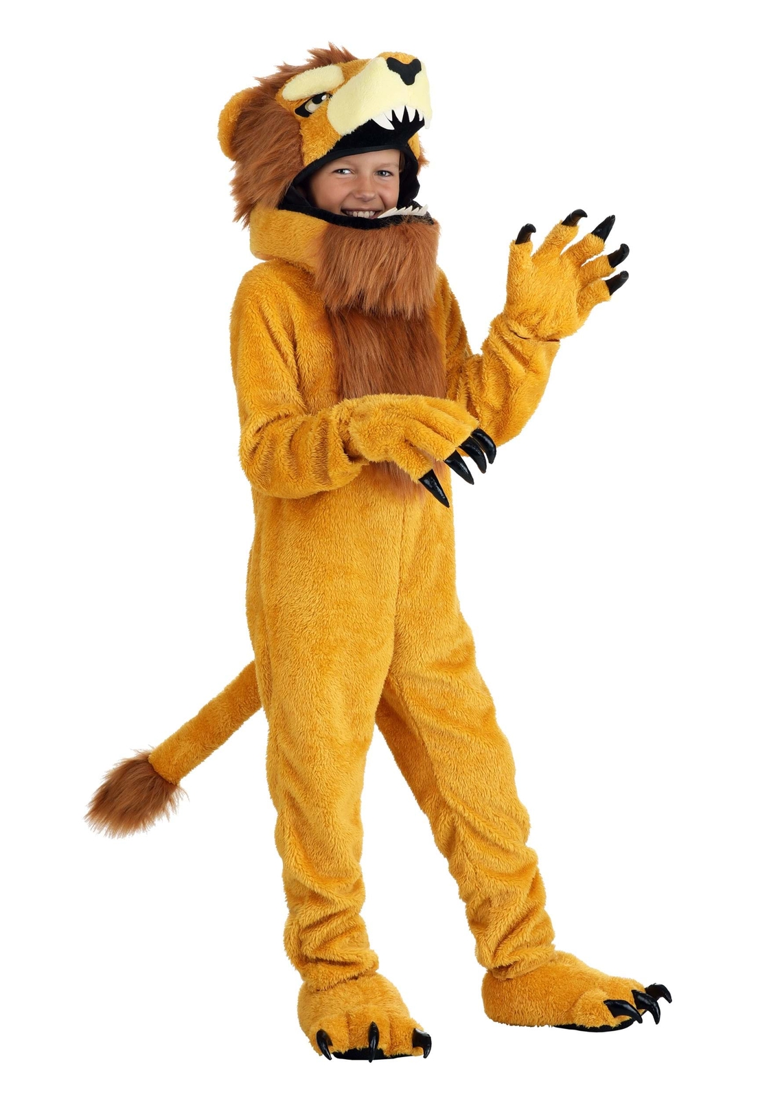 Deluxe Lion Costume For Kids - Faux Fur Mane Hood & Bodysuit For Halloween Safari (2T-4T) - View #3