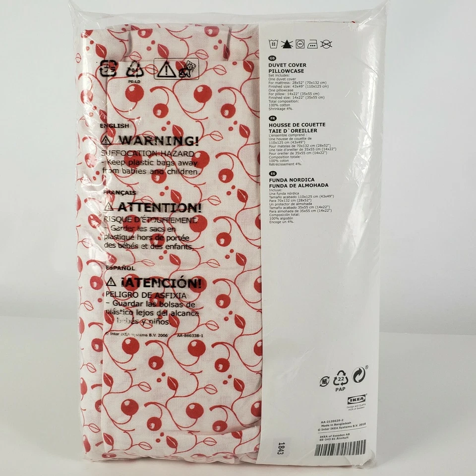 IKEA Gulsparv Crib Duvet Cover/Pillowcase Lingonberry Patterned 004.430.12 Kids - Image 2 of 3