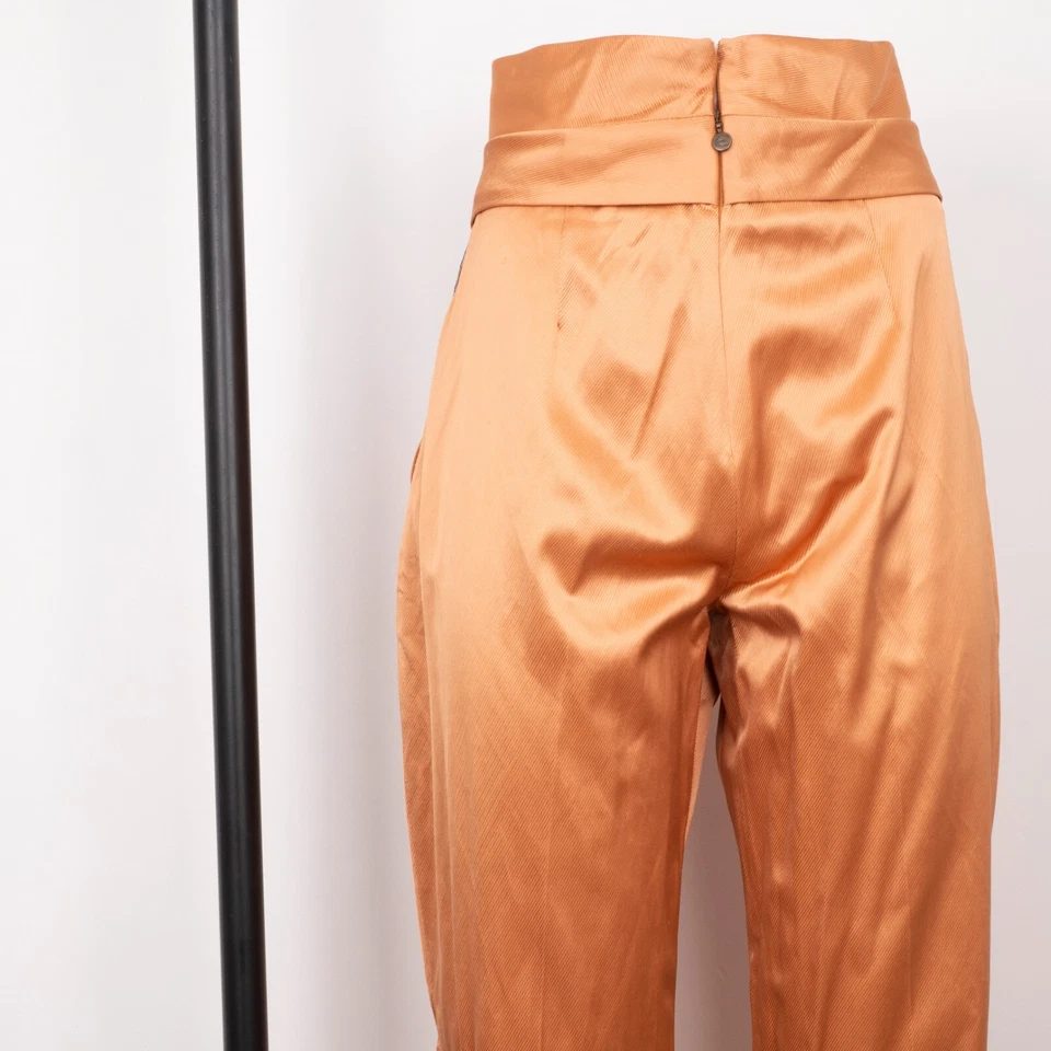 JUST CAVALLI Women's High Waist Dress Orange Viscose Pants Size 48 / XL - Image 2 of 4