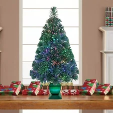 Holiday Time Prelit LED Fiber Optic Spruce Artificial Christmas Tree,32'', Green