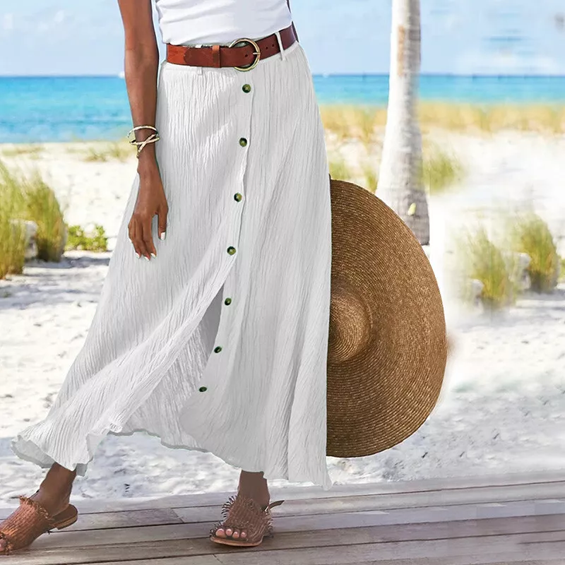 Button down store midi skirt
