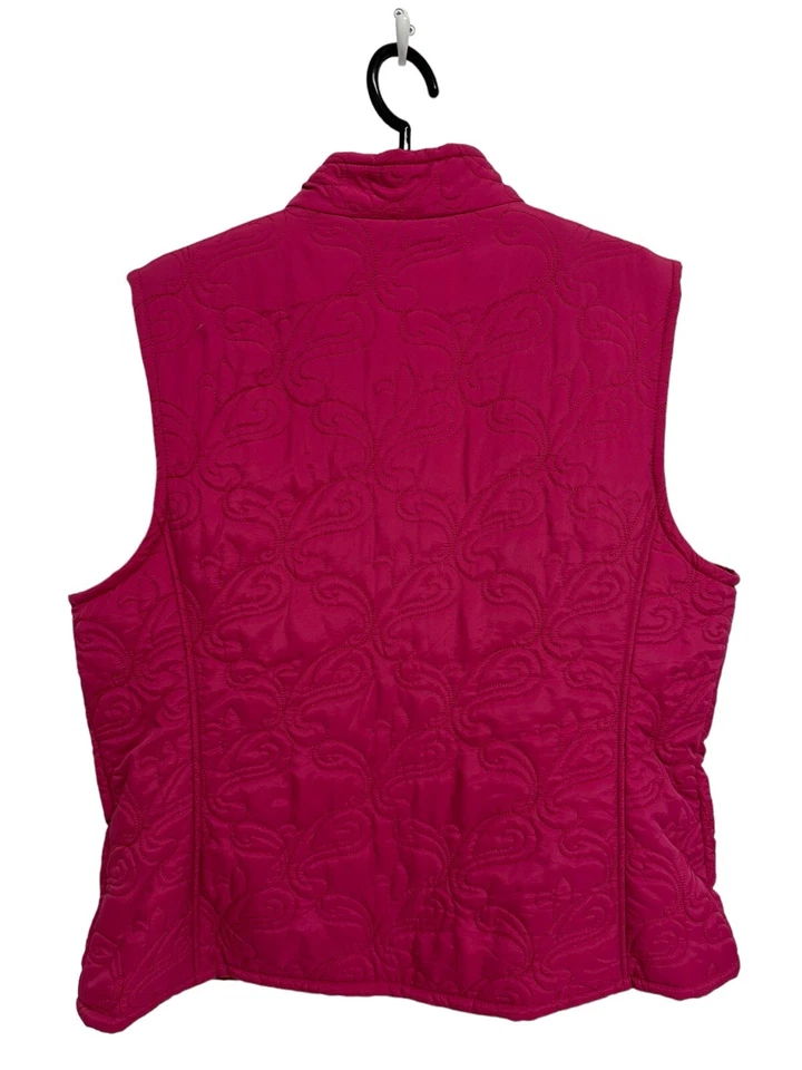 Colete Croft & Barrow Feminino Sem Mangas Rosa Zíper Completo Bordado Paisley Tamanho XL - Imagem 3 de 4