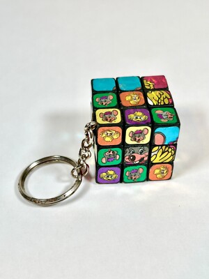Vintage 1990's Chuck E. Cheese Rubik's Puzzle Cube Keychain