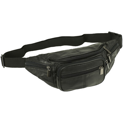 Gürteltasche Bauchtasche Hüfttasche Echt Leder Umhängetasche Bag Gurt Schwarz