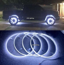 4x 15.5"Brightest DOUBLE ROW PURE WHITE LED Car Truck Wheel Rings Rim Lights Set