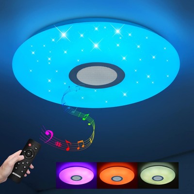 Modern Dimmable LED Deckenleuchte mit Fernbedienung und Bluetooth Lautsprecher