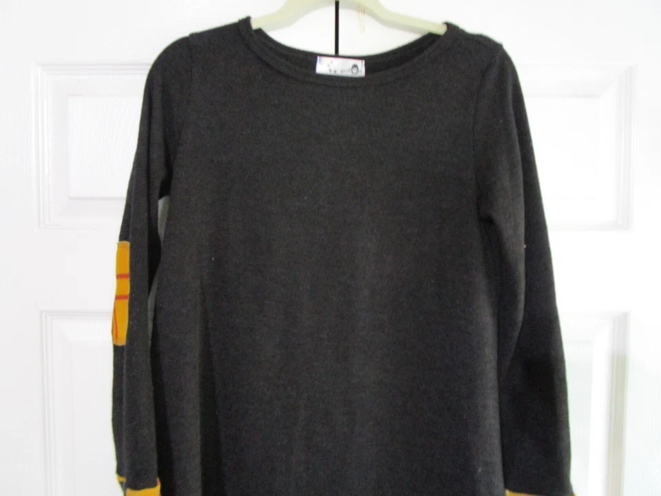 Женский свитер Gorilla Cat средний размер черная золотая нашивка с длинным рукавом высокий низкий подол - Изображение 2 из 4