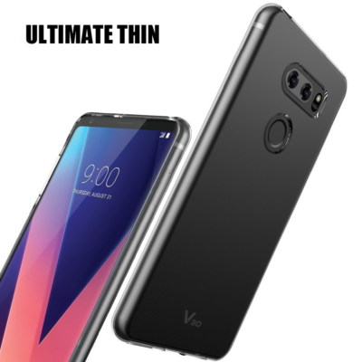 LG V30 Slim Clear Rubber Silicone Gel Transparent Protector Phone Case Cover Kit