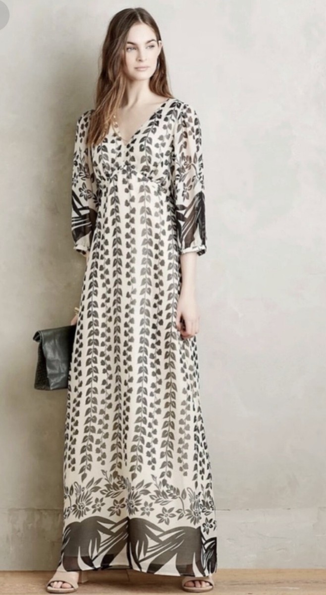 anthropologie black and white dress & Print Maxi 5% elastane Pullover styling Machine wash Imported Daily Practice Long-Sleeve Ruched Midi
