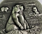 Longines Prairie Dog 1.11 OZ .925 Silver Antiqued  Hi relief Art Round