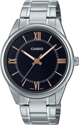 Casio Herrenuhr Stahl schwarzes Zifferblatt römische Ziffern _MTP-V005D-1B5UDF