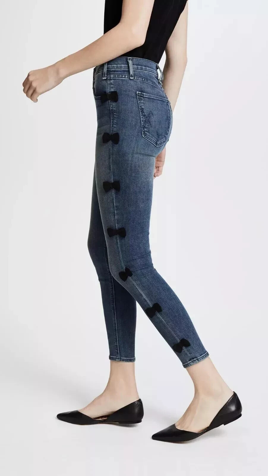 Anthropologie McGuire No Bow No Go Side-Bow Mid-Rise Skinny Jeans 27 party NWT