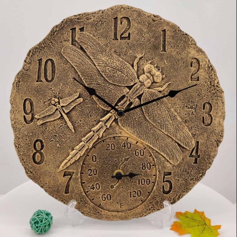 Resin Wall Clock Thermometer Outdoor Clock European Style Garden Clock eBay