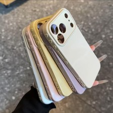 Soft Glossy Heart Phone Case for iPhone 13 14 15 16 17 Pro Max Shockproof Cover