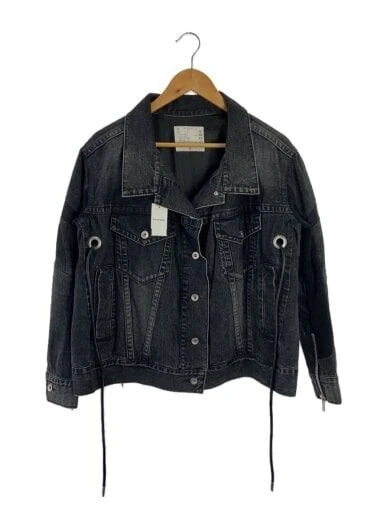 sacai cambio a maglia coulisse in pelle giacca denim giacca G 1 nero 20 05084