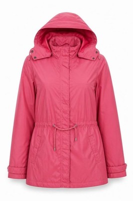 Lands' End Damen Anorak Jacke Größe M Rosa Mittellang Langarm Freizeit Reißverschluss