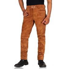 Laverapelle Men's Genuine Cow Suede Leather Vintage Biker Pant (Tan, 36)-2304005