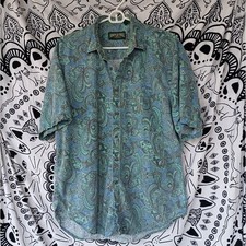 Vintage Men's American Eagle Paisley Button Up Dress Shirt Medium