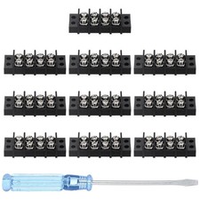 4 Circuits Screw Terminal Blocks, 300V 20A 9.5mm Pitch 4 Positions, Pack of 10