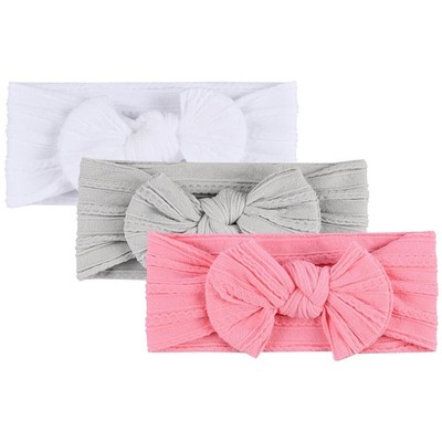 Aolso Baby Stirnband, 3 Stück Baby Mädchen Nylon Stirnbänder mit Bögen, Kle