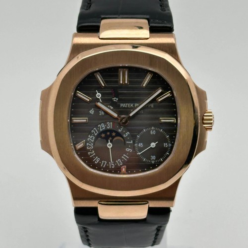 Patek Philippe Nautilus 5712R-001 18k Rose Gold Brown Dial Men Automatic Watch