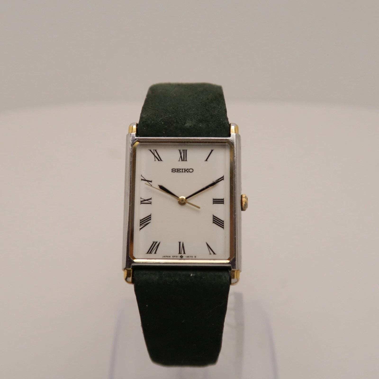 SEIKO Tank 5P31-5D40 Silver Tone Analog Quartz Men Vintage Watch W413 *WORKING