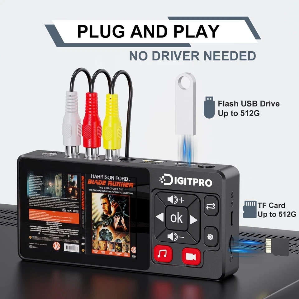 Convertidor VHS a Digital, Convertidor de Video a Digital 1080P Grabadora 2.0, Control Remoto... Foto 4 de 4