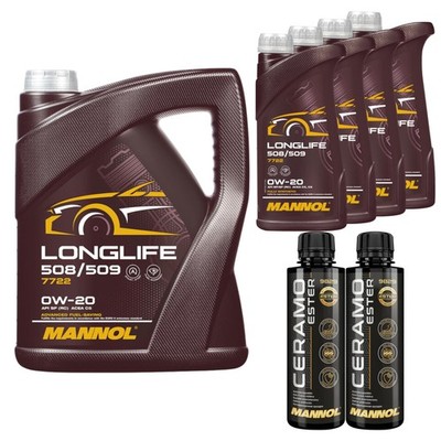9L MANNOL Motoröl LONGLIFE 508/509 0W-20 Inkl. 2x Additive Ceramo Ester 9829