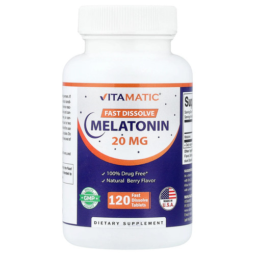 Melatonin, Natural Berry, 20 mg, 120 Fast Dissolve Tablets