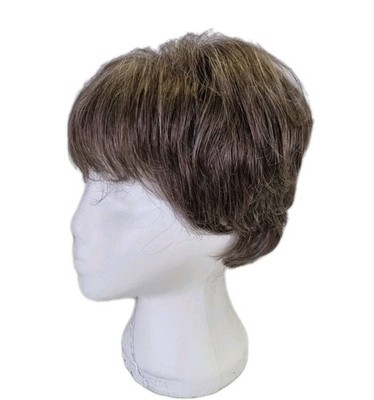 Kurze brünette silberne Highlight Petite Bob Perücke - Haarausfall Alopezie REF 0165