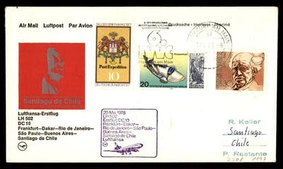 Mayfairstamps Germany Flight 1978 Frankfurt to Santiago Chile DC 10 Cover cca_49 - Image 1 of 2