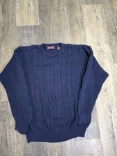 VIntage John Ashford Blue Woven Pattern Sweater Size Large