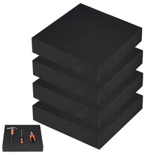 4PCS Black Foam Padding -12 X 12 X 2 Inches Foam Inserts for , Cuttable Polyuret