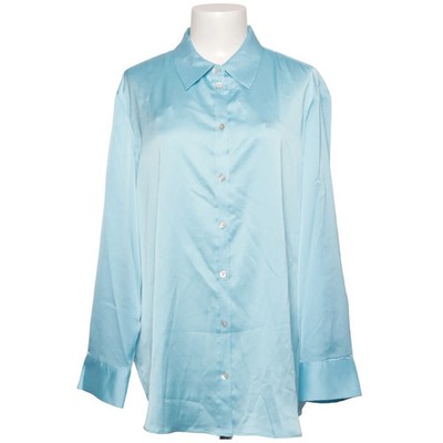 Marks & Spencer, Bluse, Größe: 44, Blau, Polyester, Einfarbig, Satin, Damen #x6Q
