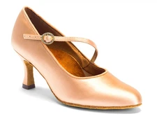 International Dance Shoes ICS RoundToe SingleStrap - Peach Satin 7 Ballroom