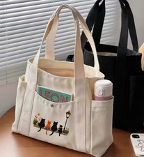 Niñas Mujeres Bolso de Mano Gran Capacidad Dibujos Animados Hombro Lindo Gato Estampado Bolso de Compras