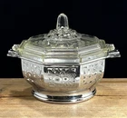 Vintage Pyrex Octagonal Casserole Dish w/ Lid, Farberware Holder 1930's EUC