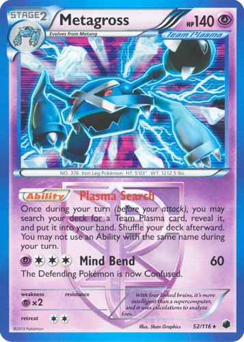 Pokemon - Metagross - 52/116 - Holo Rare - Plasma Freeze - NM
