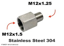 M12x1.5 Female to M12x1.25 Male Stainless Sensor Adaptor Fittings Conversion