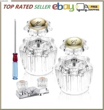 Bathroom Faucet Knobs Replacement Hot & Cold Handles with Screwdriver for De...