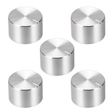 uxcell 5pcs Potentiometer Knob Knurled Shaft Silver Tone 20mmx13mm,