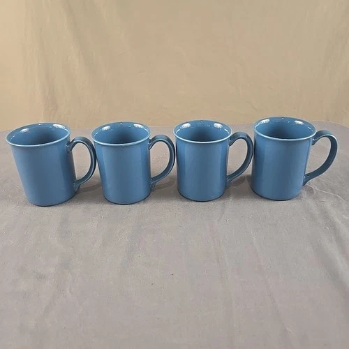 Set Of 4 Corelle Corning Blue Violets Coffee Tea Cup Vintage Handle Ceramic