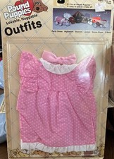 Vintage Pound Puppies Outfit Pink Party Dress And Bow Large Sealed 1985 Tonka