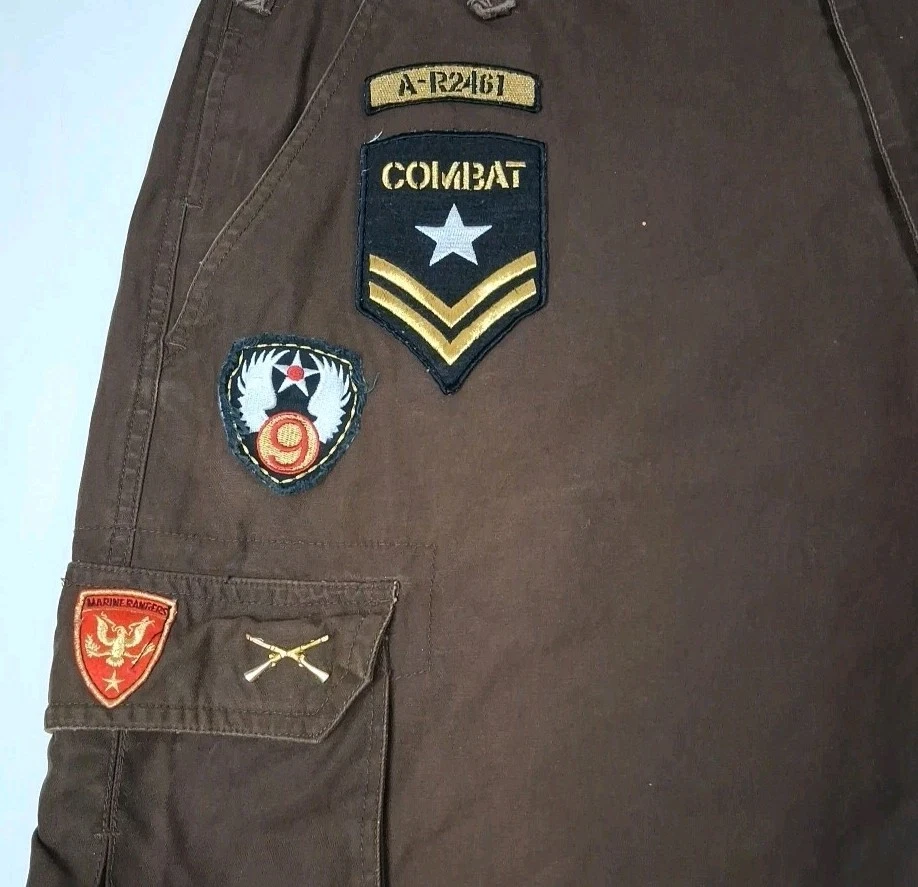 Pantalones cargo de combate vintage Y2K Regal Wear para hombre 40 marrón holgados pierna ancha patín cadera Foto 4 de 4